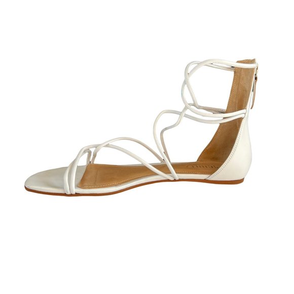 SCHUTZ Shoes - Schutz Fabia White Leather Gladiator Sandal Back Zip Size 9B